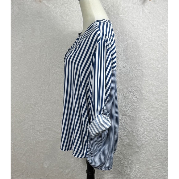 Jane and Delancey Blue and White Striped Blouse - Picture 2 of 6